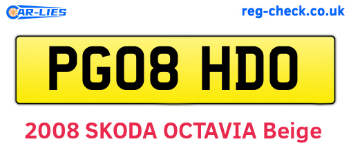 PG08HDO are the vehicle registration plates.