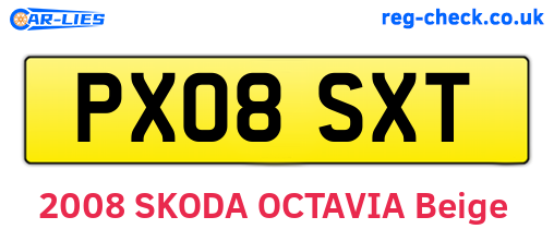 PX08SXT are the vehicle registration plates.