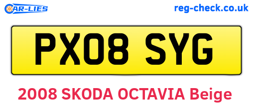 PX08SYG are the vehicle registration plates.