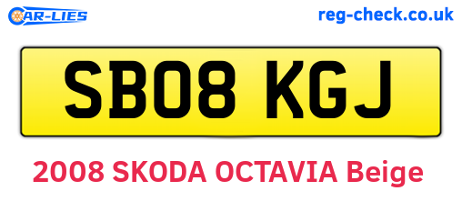 SB08KGJ are the vehicle registration plates.