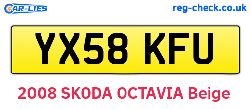 YX58KFU are the vehicle registration plates.