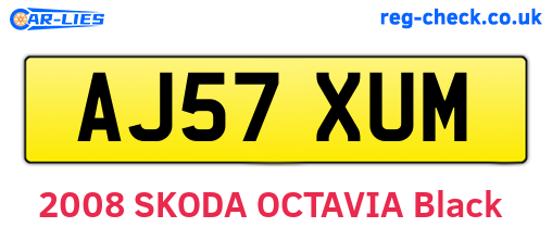 AJ57XUM are the vehicle registration plates.