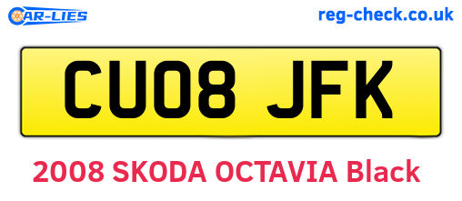 CU08JFK are the vehicle registration plates.