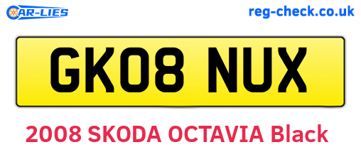 GK08NUX are the vehicle registration plates.