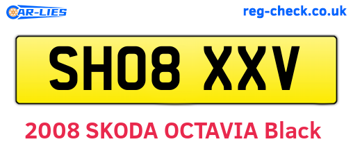 SH08XXV are the vehicle registration plates.