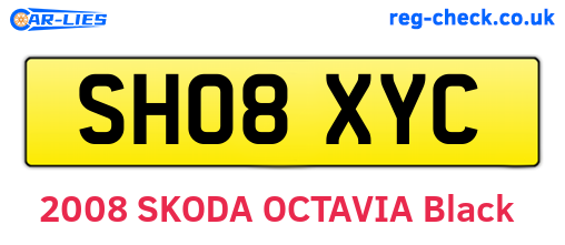 SH08XYC are the vehicle registration plates.