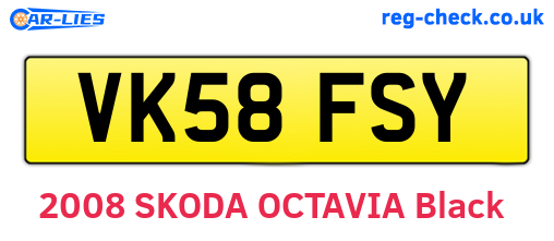 VK58FSY are the vehicle registration plates.
