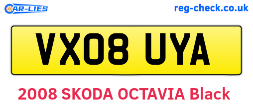 VX08UYA are the vehicle registration plates.