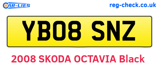 YB08SNZ are the vehicle registration plates.