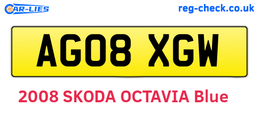 AG08XGW are the vehicle registration plates.