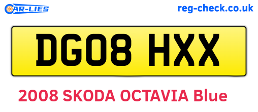 DG08HXX are the vehicle registration plates.