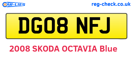 DG08NFJ are the vehicle registration plates.