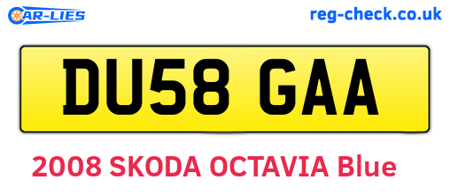 DU58GAA are the vehicle registration plates.