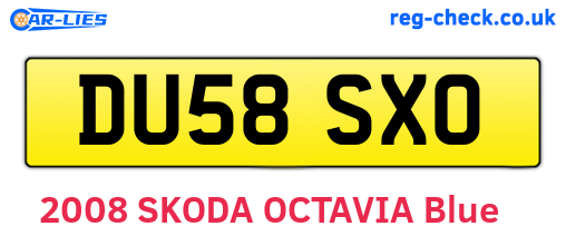 DU58SXO are the vehicle registration plates.