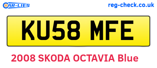 KU58MFE are the vehicle registration plates.