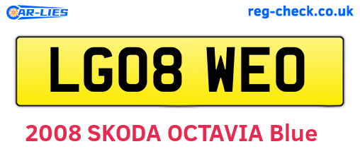 LG08WEO are the vehicle registration plates.