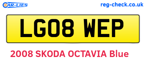 LG08WEP are the vehicle registration plates.