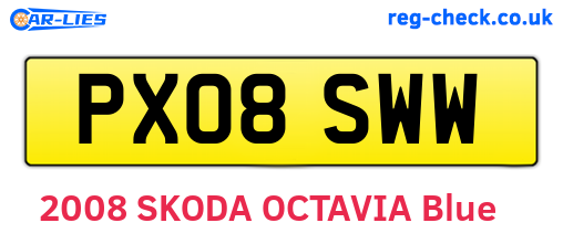 PX08SWW are the vehicle registration plates.
