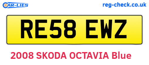 RE58EWZ are the vehicle registration plates.