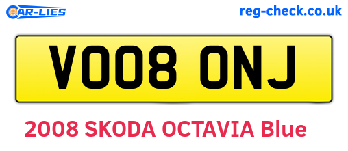 VO08ONJ are the vehicle registration plates.