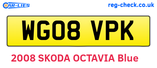 WG08VPK are the vehicle registration plates.