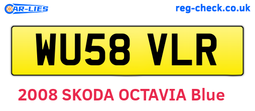 WU58VLR are the vehicle registration plates.