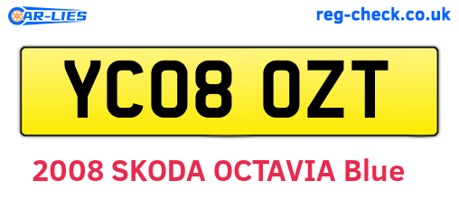 YC08OZT are the vehicle registration plates.