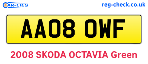 AA08OWF are the vehicle registration plates.