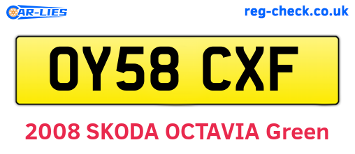 OY58CXF are the vehicle registration plates.