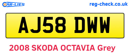 AJ58DWW are the vehicle registration plates.