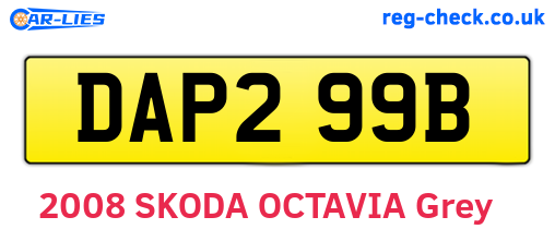 DAP299B are the vehicle registration plates.