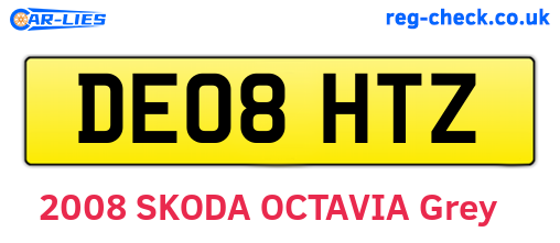 DE08HTZ are the vehicle registration plates.