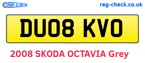 DU08KVO are the vehicle registration plates.