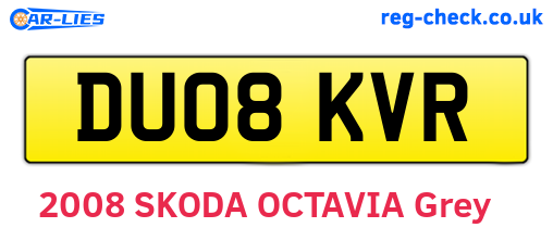 DU08KVR are the vehicle registration plates.
