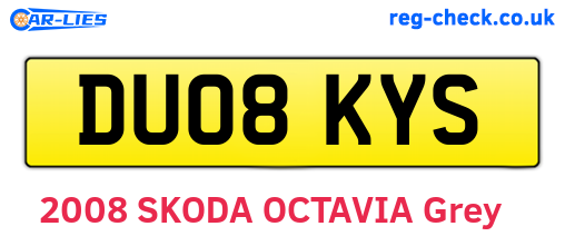 DU08KYS are the vehicle registration plates.