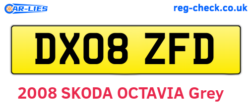DX08ZFD are the vehicle registration plates.