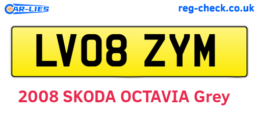 LV08ZYM are the vehicle registration plates.