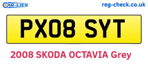 PX08SYT are the vehicle registration plates.