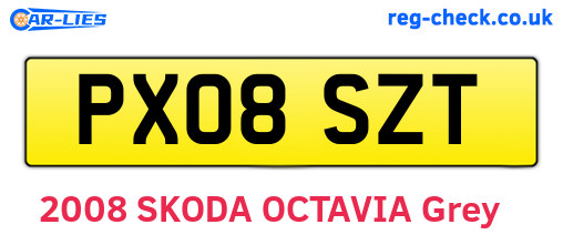 PX08SZT are the vehicle registration plates.