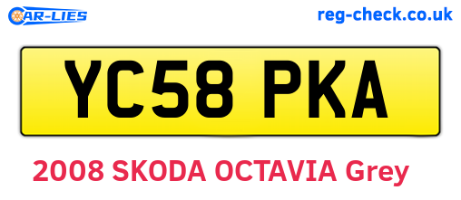 YC58PKA are the vehicle registration plates.