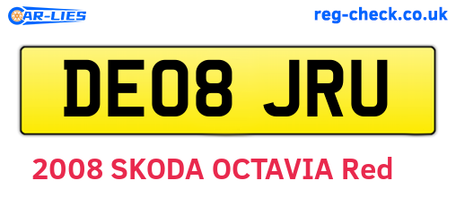 DE08JRU are the vehicle registration plates.