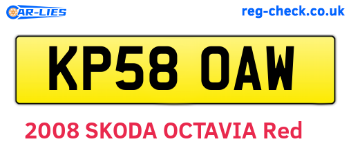 KP58OAW are the vehicle registration plates.
