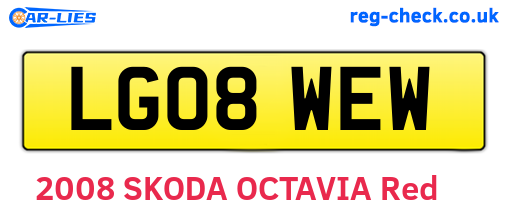 LG08WEW are the vehicle registration plates.