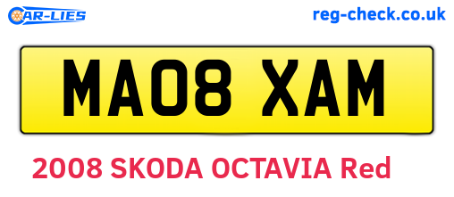 MA08XAM are the vehicle registration plates.