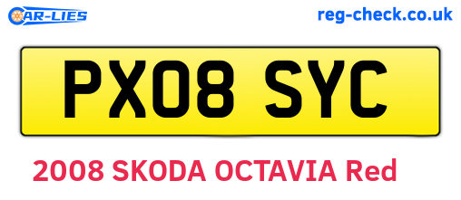 PX08SYC are the vehicle registration plates.
