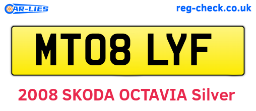 MT08LYF are the vehicle registration plates.