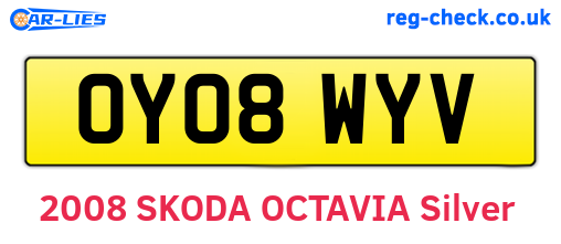 OY08WYV are the vehicle registration plates.