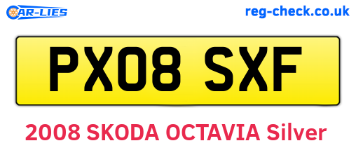 PX08SXF are the vehicle registration plates.