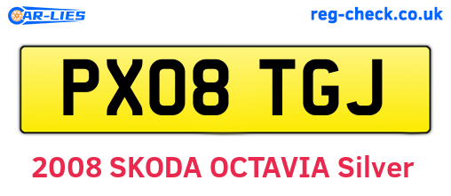 PX08TGJ are the vehicle registration plates.