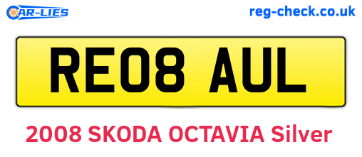 RE08AUL are the vehicle registration plates.